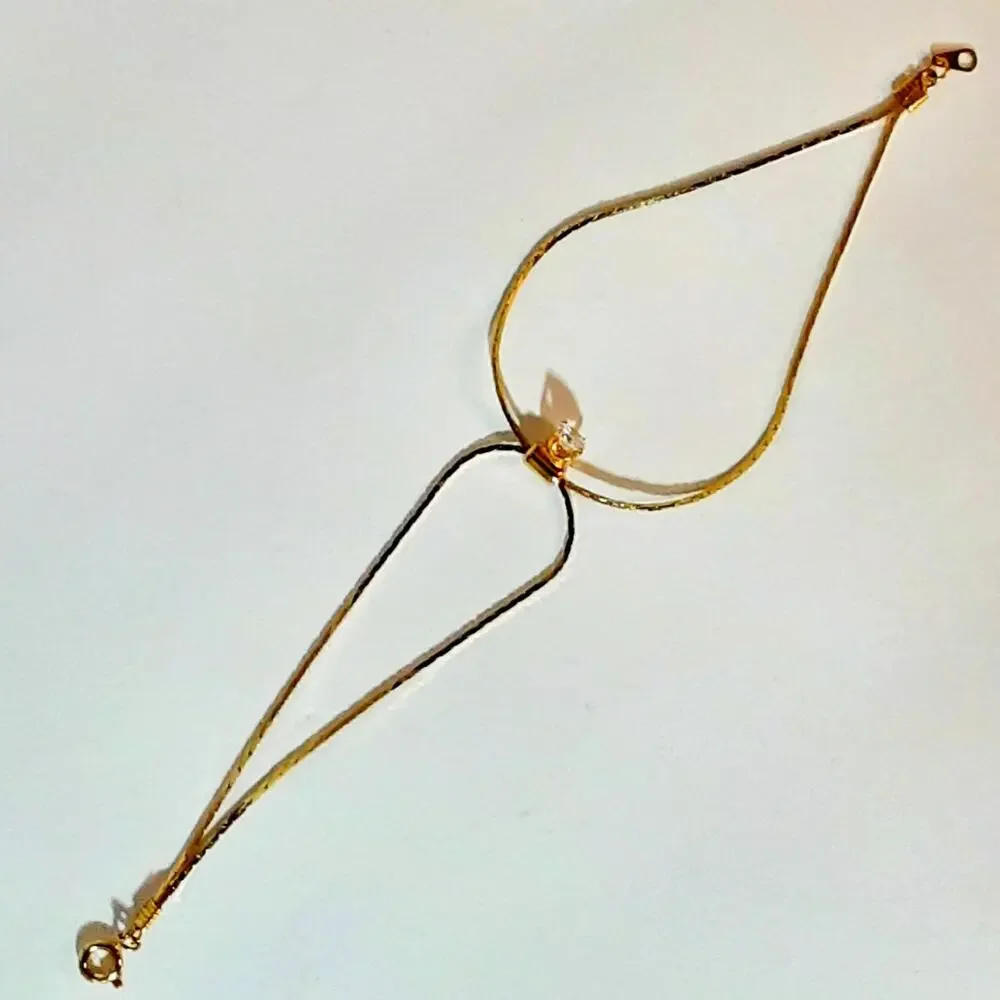 Vintage Barely There Gold Tone Herringbone Chain Wrap Bracelet Clear Rhinestone
